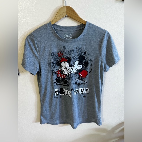 True love Disney tshirt women teen XL 11/13 short sleeve True Love Mickey Minnie - Picture 9 of 10